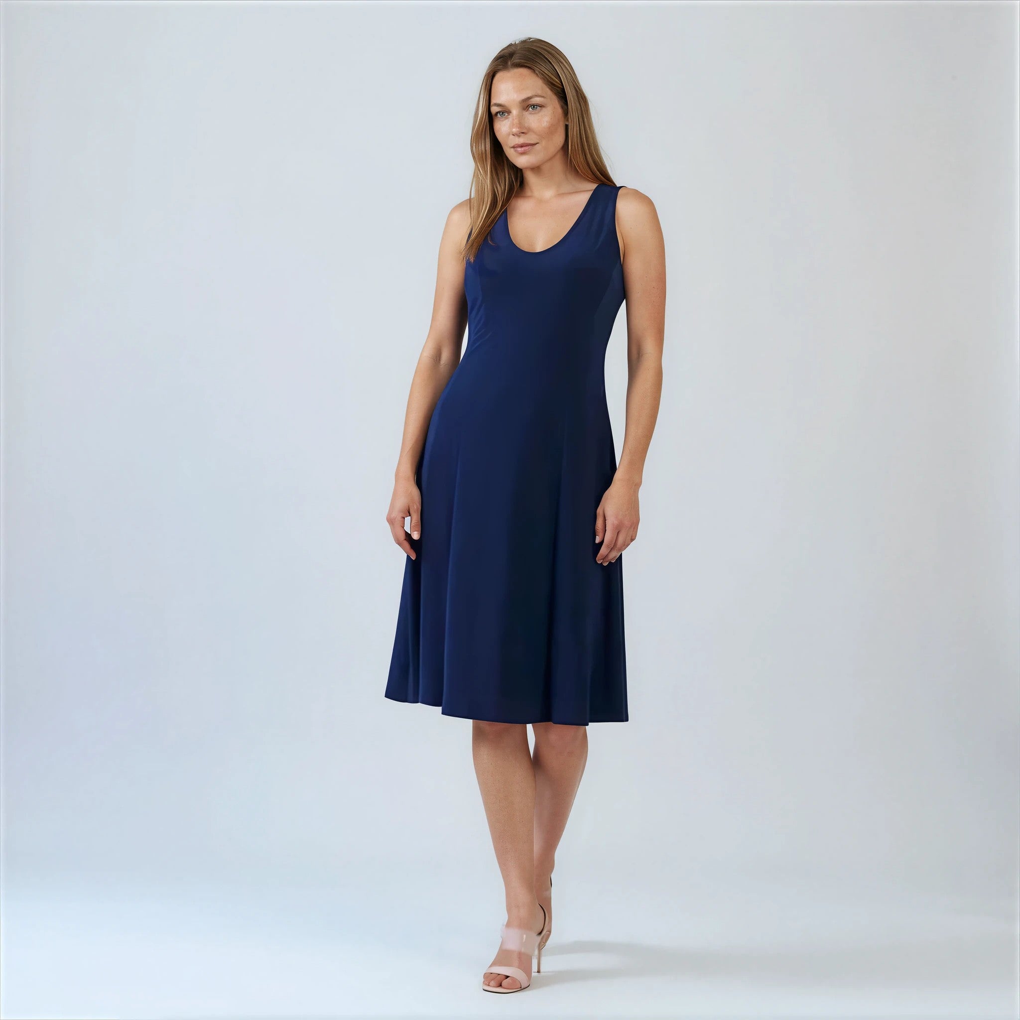 Sleeveless V-Neck Flared Dress