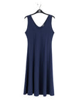 Sleeveless V-Neck Flared Dress - Navy