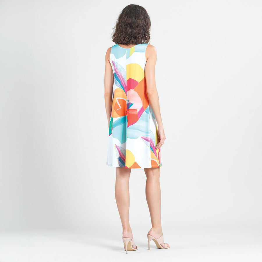 Jewel Neck Swing Dress - Sunburst Petal