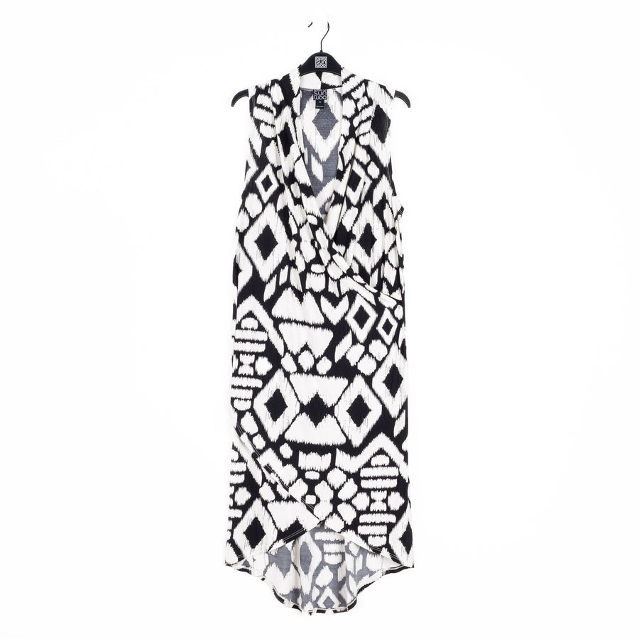 Crinkle Pleat Knit - Crossover Tulip Hem Dress - Aztec