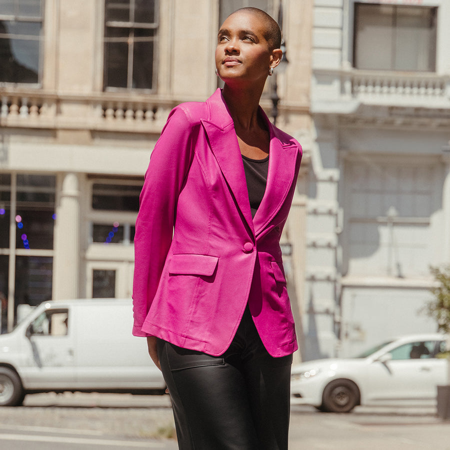 Liquid Leather™ Signature Pocket Blazer - Magenta