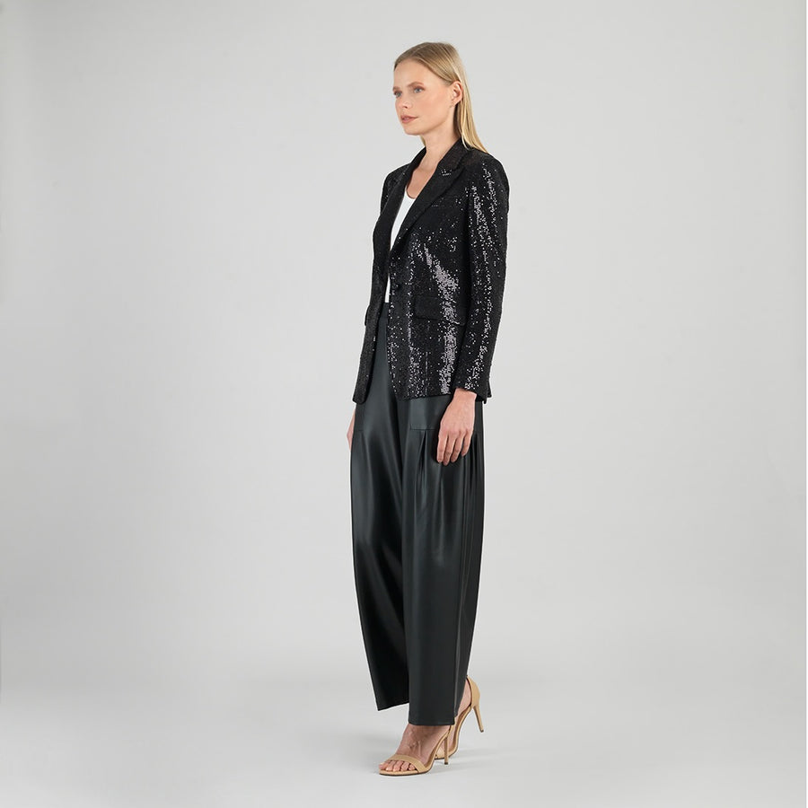 Sequin Knit - Signature Pocket Blazer - Black
