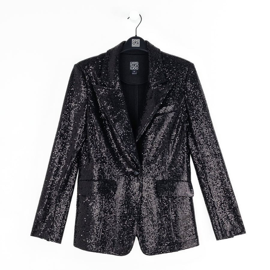 Sequin Knit - Signature Pocket Blazer - Black