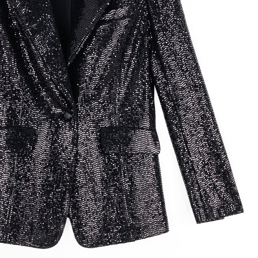 Sequin Knit - Signature Pocket Blazer - Black