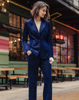 Velvet Shimmer - Signature Pocket Blazer - Navy