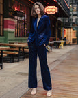 Velvet Shimmer - Signature Pocket Blazer - Navy