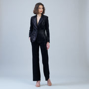 Velvet Shimmer - Signature Pocket Blazer - Black