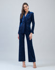 Velvet Shimmer - Signature Pocket Blazer - Navy