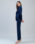 Velvet Shimmer - Signature Pocket Blazer - Navy