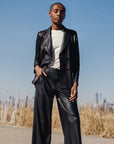 Liquid Leather™ Double Breasted Blazer - Black