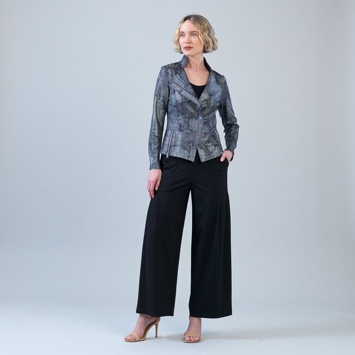 Metallic Liquid Leather™ Textured Signature Jacket - Gunmetal