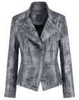 Metallic Liquid Leather™ Textured Signature Jacket - Gunmetal Silver