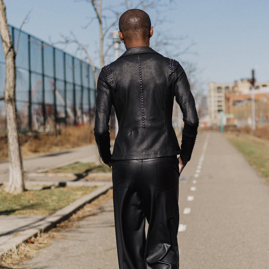 Liquid Leather™ Studded Jacket - Black