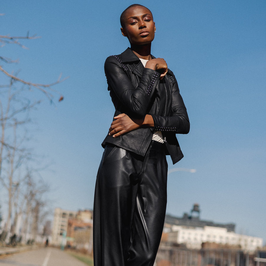 Liquid Leather™ Studded Jacket - Black