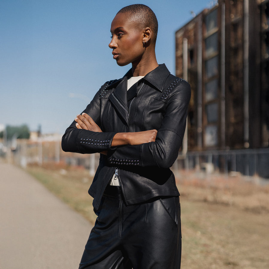 Liquid Leather™ Studded Jacket - Black