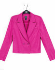 Liquid Leather™ Cropped Tuxedo Blazer - Magenta