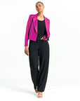 Liquid Leather™ Cropped Tuxedo Blazer - Magenta