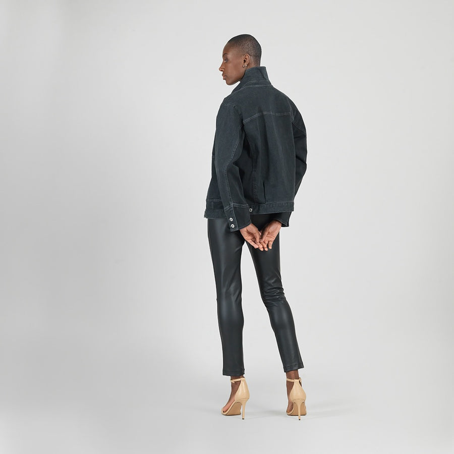 Denim Stretch - Button Closure Pocket Jacket - Black - Final Sale!