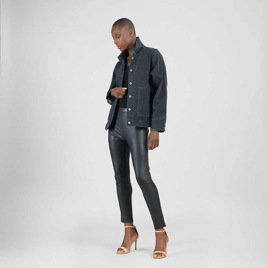 Denim Stretch - Button Closure Pocket Jacket - Black - Final Sale!