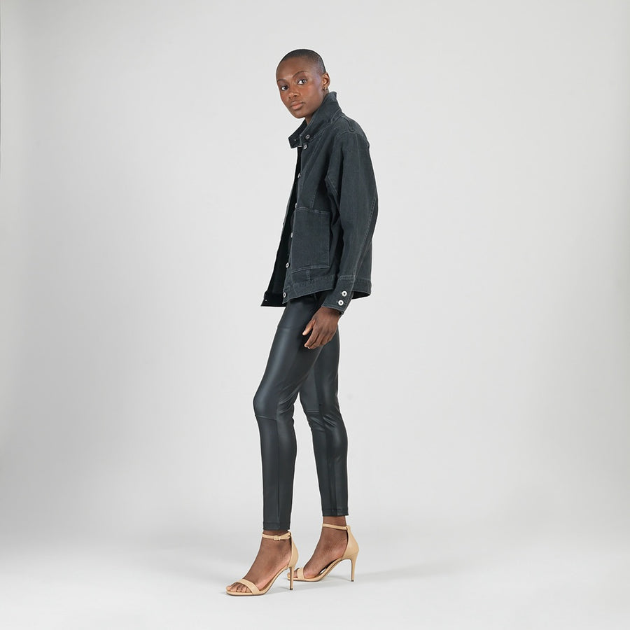 Denim Stretch - Button Closure Pocket Jacket - Black - Final Sale!