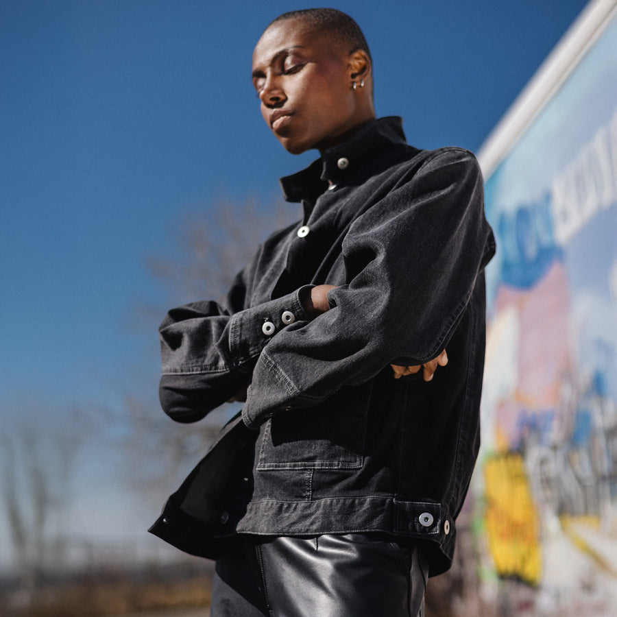 Denim Stretch - Button Closure Pocket Jacket - Black - Final Sale!