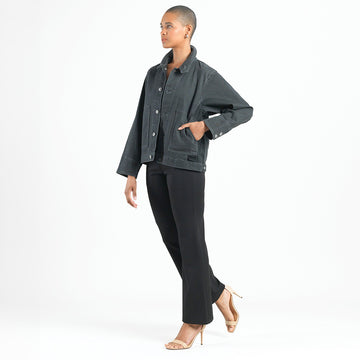 Denim Stretch - Button Closure Pocket Jacket - Black - Final Sale!
