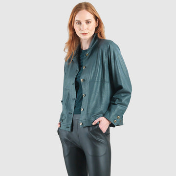Liquid Leather™ Button Closure Pocket Jacket - Hunter Green - Limited Sizes!