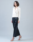 Soft Suede - Architectural Moto Jacket - Cream