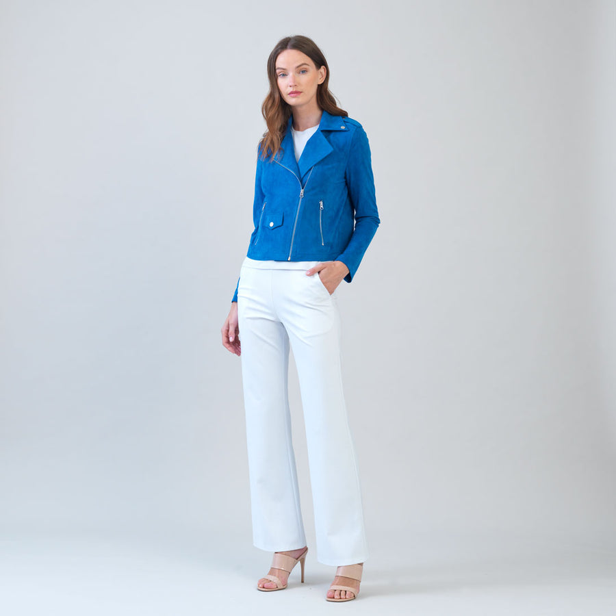Soft Suede - Architectural Moto Jacket - French Blue – Clara Sunwoo