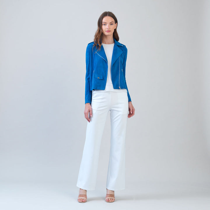Soft Suede - Architectural Moto Jacket - French Blue – Clara Sunwoo