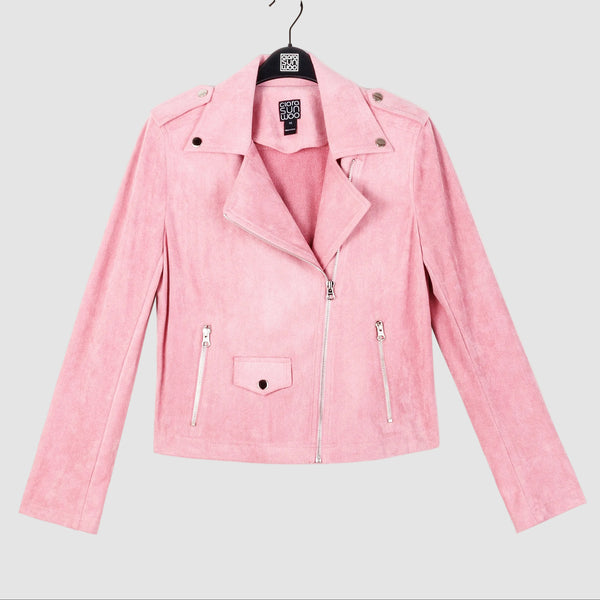 Soft Suede - Architectural Moto Jacket - Mauve – Clara Sunwoo