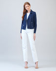 Soft Suede - Architectural Moto Jacket - Navy