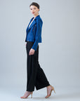 Liquid Leather™ Zip Cuff Moto Waist Jacket - Cobalt