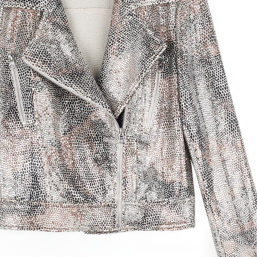 Sequin Knit - Moto Waist Jacket - Champagne