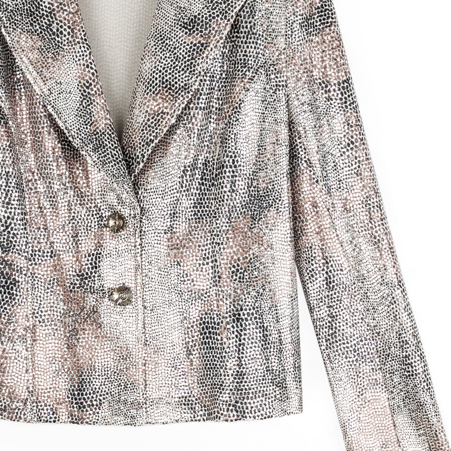 Sequin Knit - Modern Button Blazer - Champagne