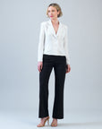 Sequin Knit - Modern Button Blazer - Ivory