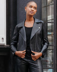 Liquid Leather™ Sheen Moto Zip Jacket - Black