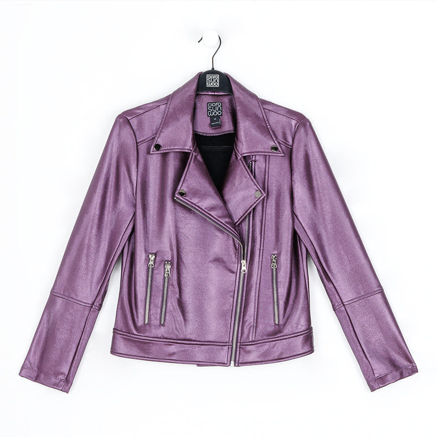 Liquid Sheen™ - Plush Moto Zip Jacket - Plum - Final Sale!