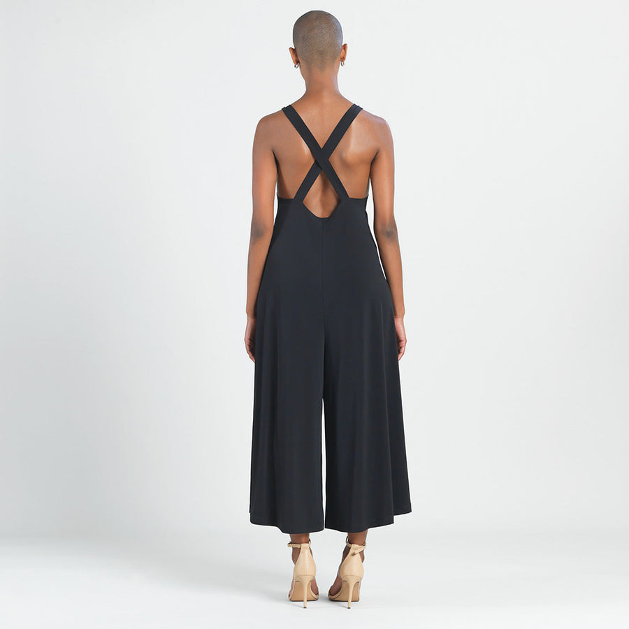 V-Neck Cross Back Jumpsuit - Black