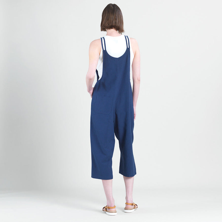 Linen Knit - Drop Waist Pocket Jumpsuit - Navy