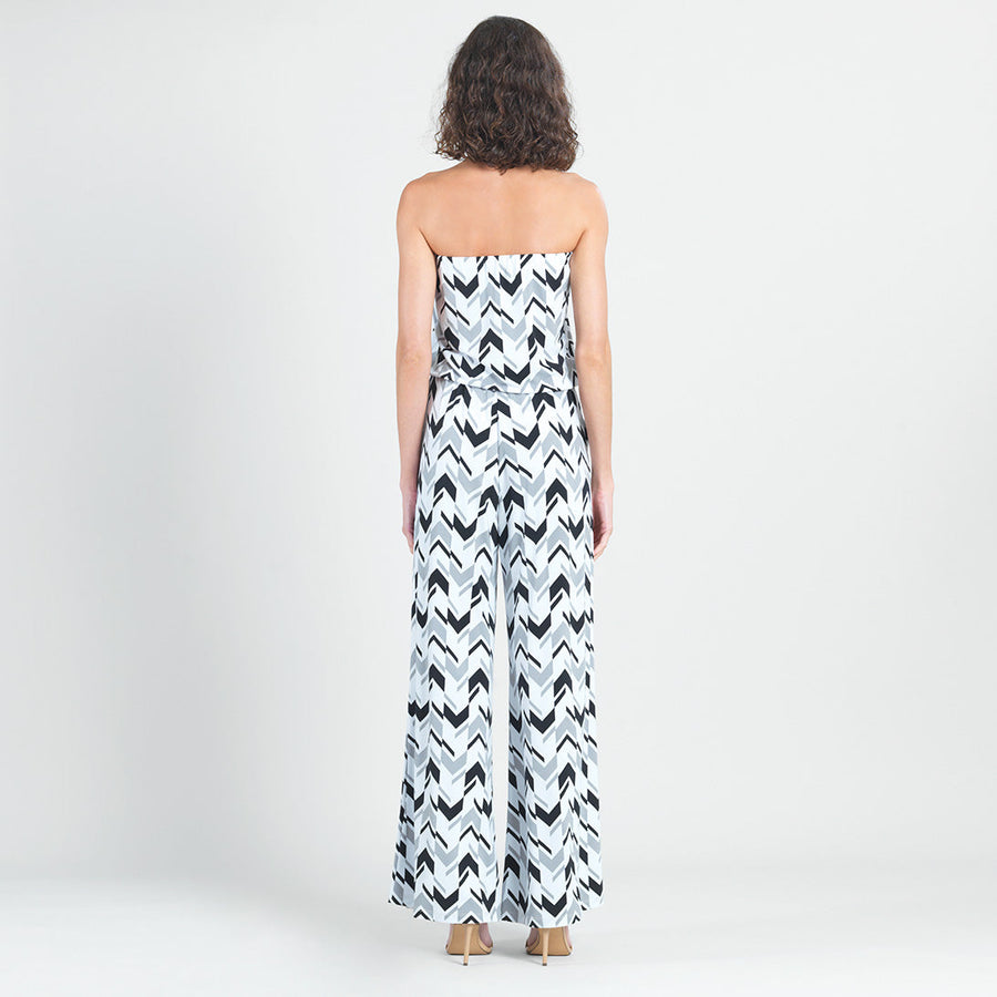 Tube Top Pocket Jumpsuit - Chevron Stripe