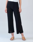 Relaxed Kick Front Slit Ankle Pant - Black