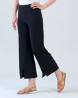 Relaxed Kick Front Slit Ankle Pant - Black