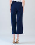 Relaxed Kick Front Slit Ankle Pant - Navy