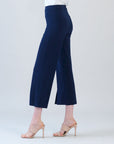 Relaxed Kick Front Slit Ankle Pant - Navy
