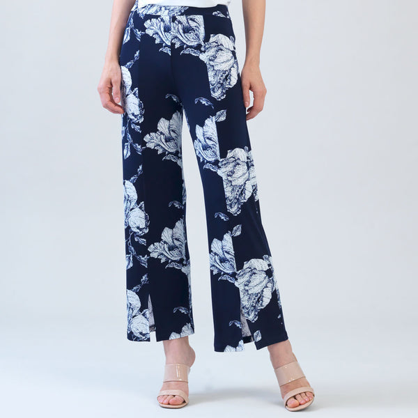 Relaxed Kick Front Slit Ankle Pant - Peony Blossom - Limited Sizes