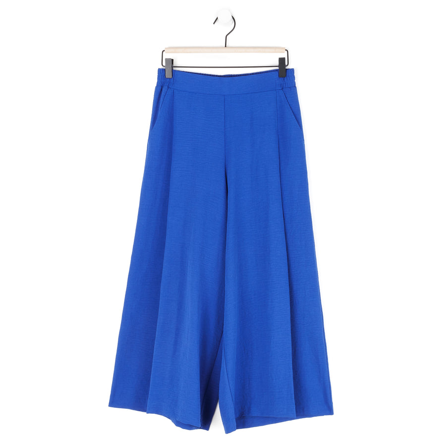 Soft Textured Rayon - Side Pocket Culotte Pant - Cobalt