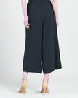 Soft Textured Rayon - Side Pocket Culotte Pant - Black