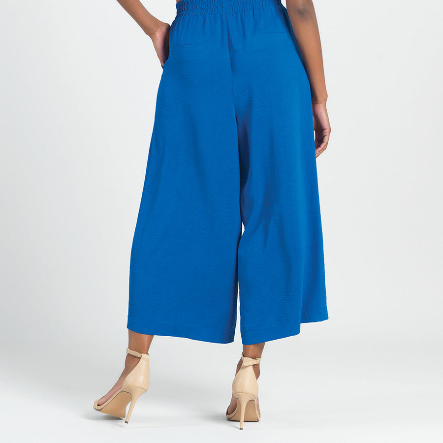 Soft Textured Rayon - Side Pocket Culotte Pant - Cobalt