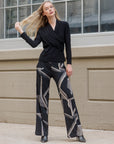 Signature Wide Leg Pocket Pant - Linear Geo